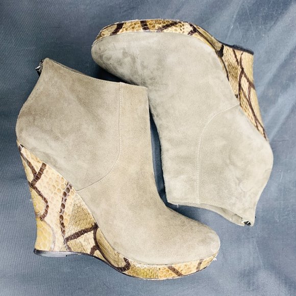 Alexandre Birman Grey Platform Snakeskin Wedges - Picture 6 of 10